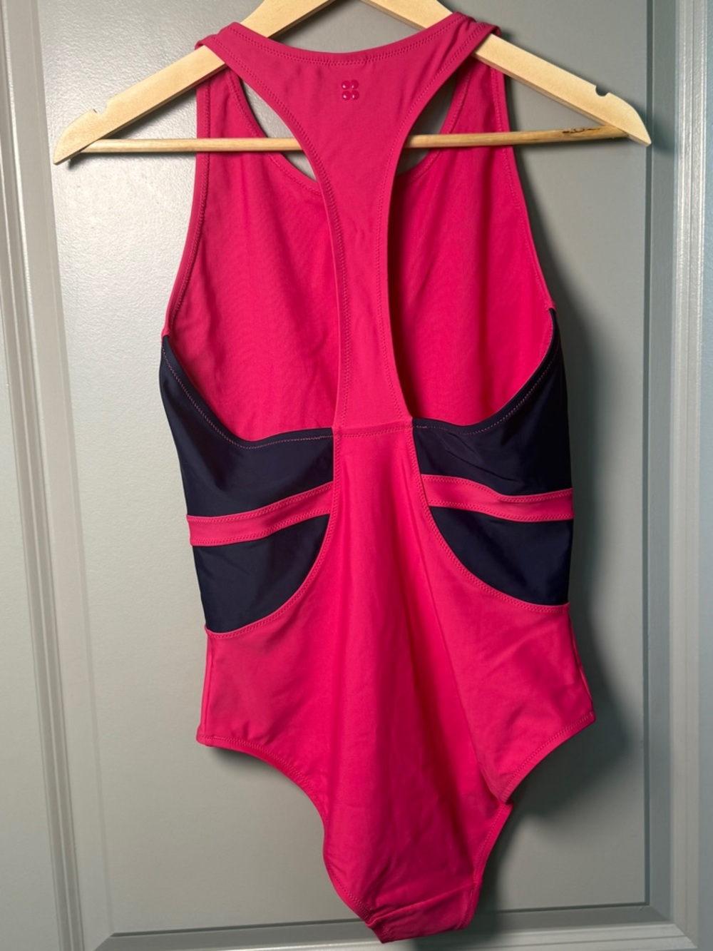 Sweaty Betty One-Piece Swimsuit | Colorblock | Hot Pink + Navy | Size L - Picture 6 of 8